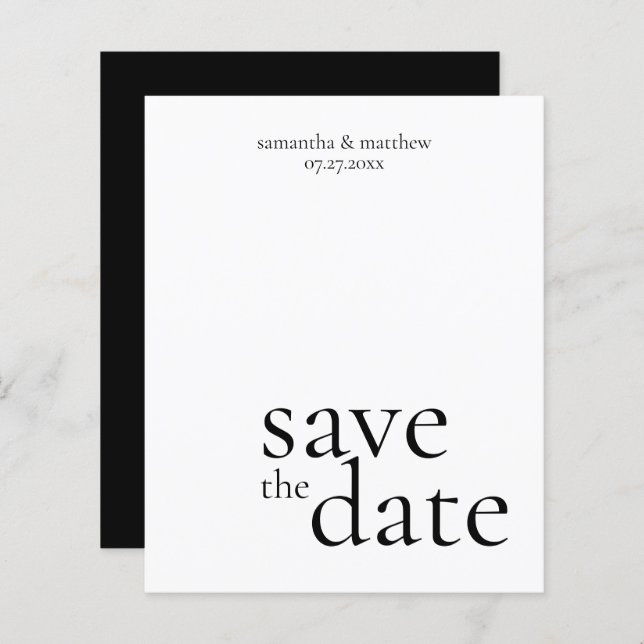 HAUSHALT Moderne Minimalistische Save the Date Hoc (Vorne/Hinten)
