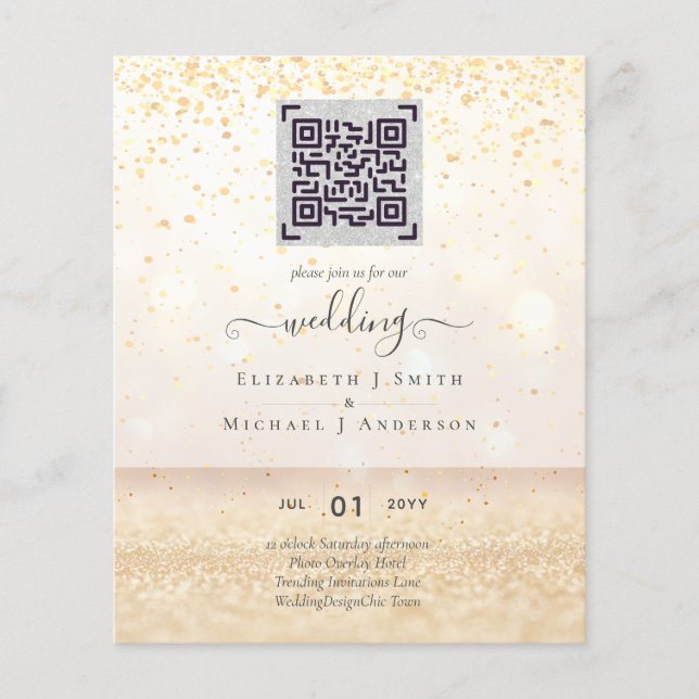 HAUSHALT Modernes FOTO Hochzeit INVITE QR CODE UAW Flyer (Vorne)