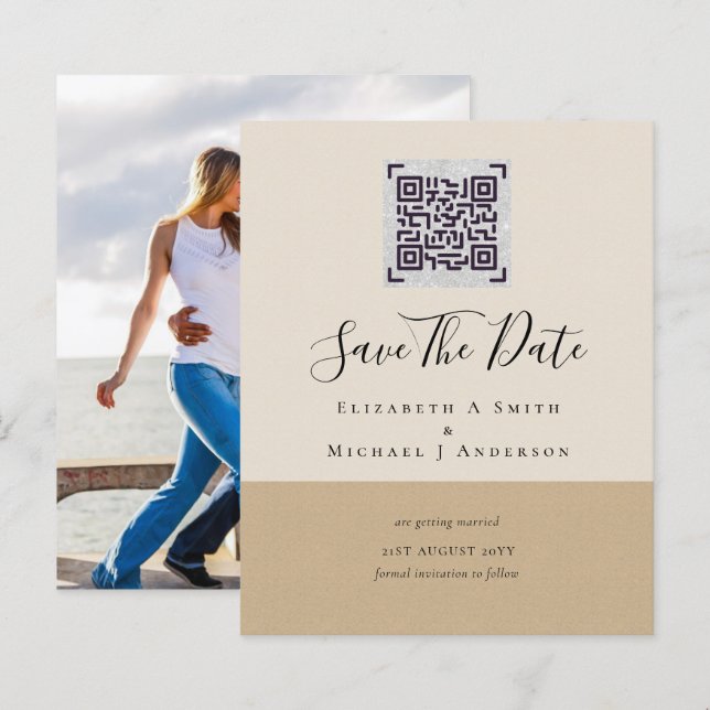 HAUSHALT Modernes FOTO SAVE THE DATE QR-CODE-UAWG (Vorne/Hinten)