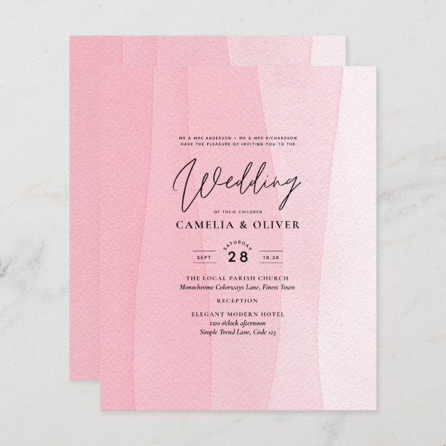 HAUSHALT Modernes, rosa Ombre Wedites (Vorne/Hinten)