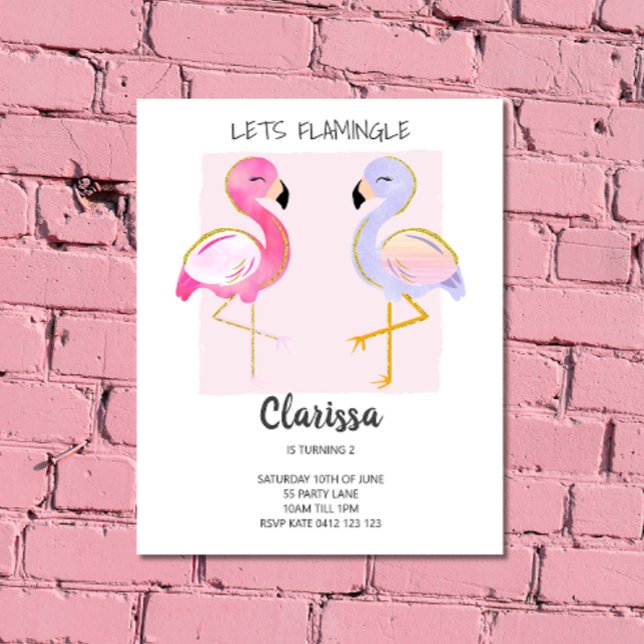 HAUSHALT Niedlich Flamingo Pink Girly Einladung (Von Creator hochgeladen)