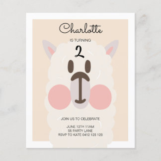 HAUSHALT Niedlich Llama Moderne Geburtstagseinladu