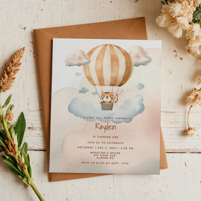 HAUSHALT Niedlicher Tiger Heißluftballon 1. Geburt (Von Creator hochgeladen)