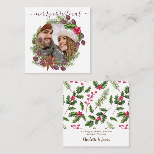 HAUSHALT Personalisiertes Foto Weihnachtsfeiertag Mitteilungskarte (Vorne/Hinten)