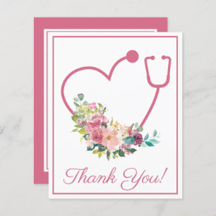 HAUSHALT Pink floral Stethoscope Herz Danke