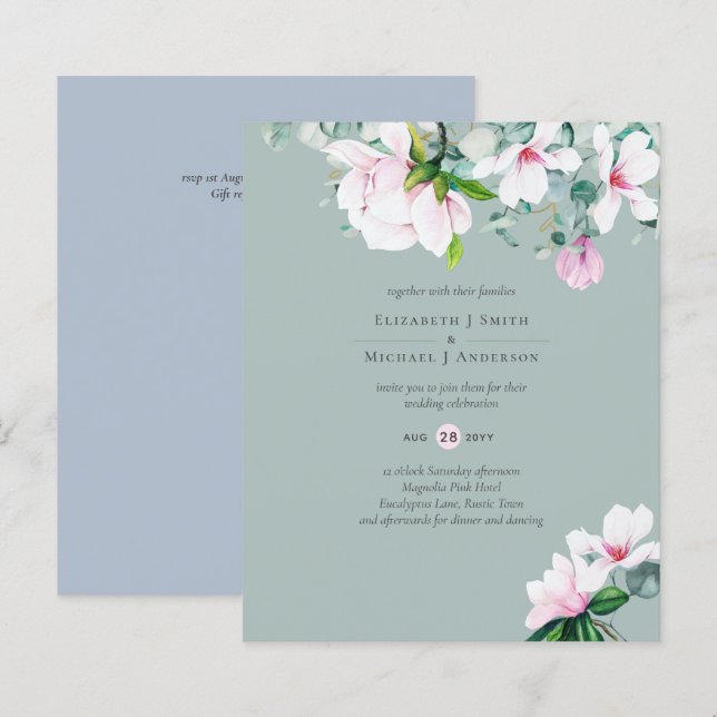 HAUSHALT Pink Magnolias Sage Eukalyptus Blue Weddi (Vorne/Hinten)