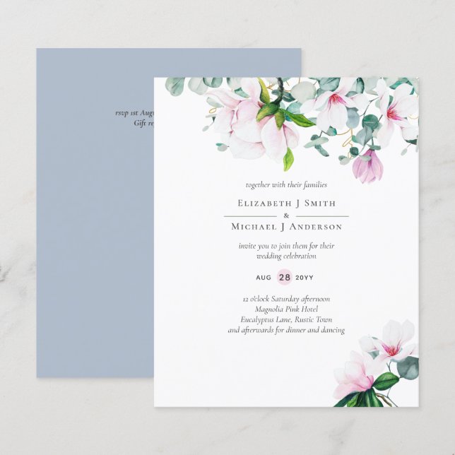 HAUSHALT Pink Magnolias Sage Eukalyptus Blue Weddi (Vorne/Hinten)