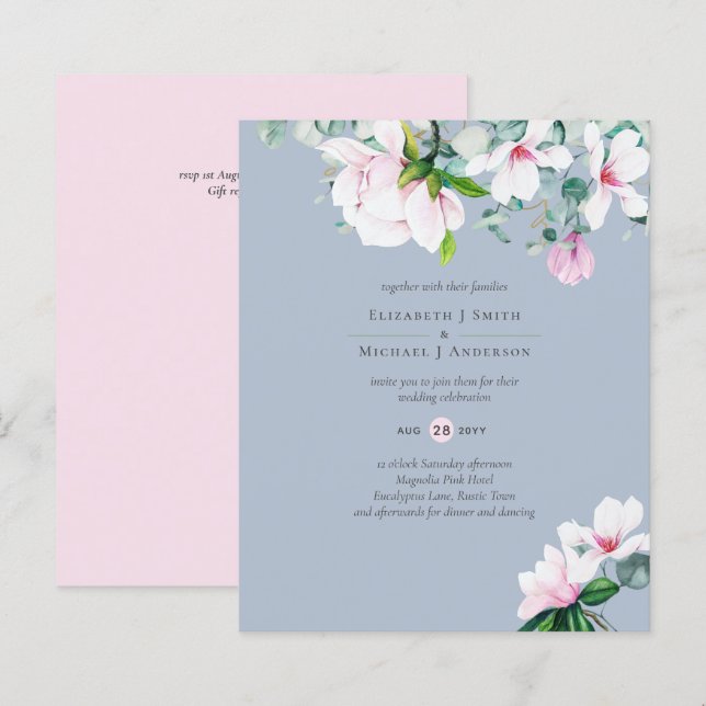 HAUSHALT Pink Magnolias Sage Eukalyptus Blue Weddi (Vorne/Hinten)