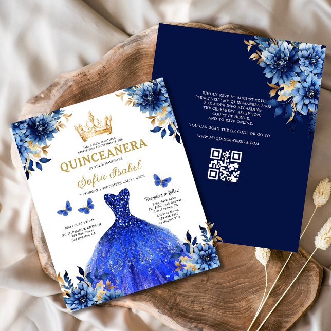Haushalt QR Code Quinceanera Royal Blue Princess (Von Creator hochgeladen)