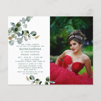 Haushalt Quinceañera Eukalyptus Floral Foto Flyer