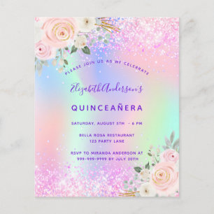 Haushalt Quinceanera rosa lila Glitzer Blüte