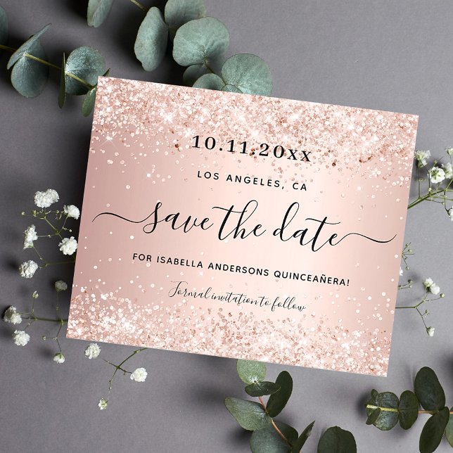 Haushalt Quinceanera Rose Gold Save the Date (Von Creator hochgeladen)