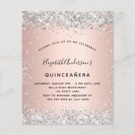 Haushalt Quinceanera Rose Gold Silber Einladung