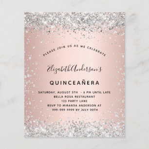 Haushalt Quinceanera Rose Gold Silber Einladung