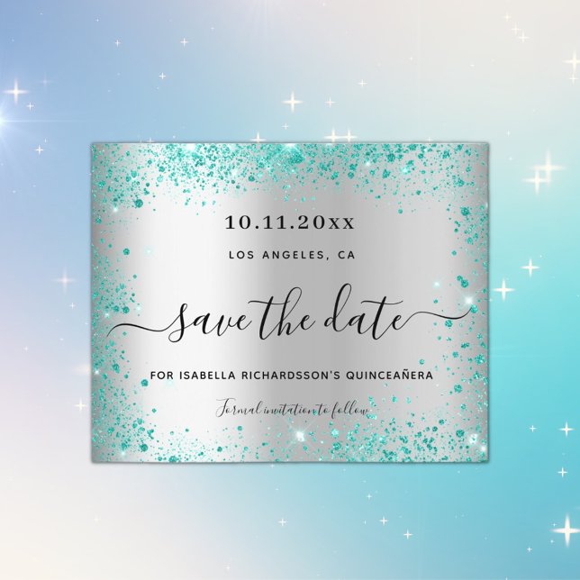 Haushalt Quinceanera Silber Save the Date aquamari (Von Creator hochgeladen)