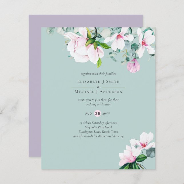 HAUSHALT Rosa Magnolias Eukalyptus Lavender Weddin (Vorne/Hinten)