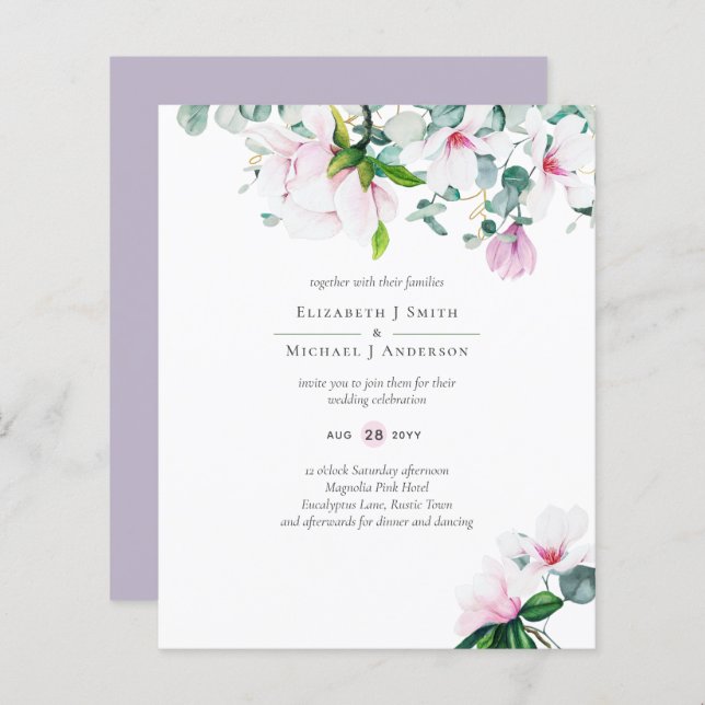 HAUSHALT Rosa Magnolias Eukalyptus Lavender Weddin (Vorne/Hinten)