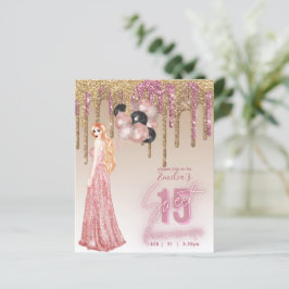 HAUSHALT Rosa Rose Gold Glitzer Quinceanera Rotes