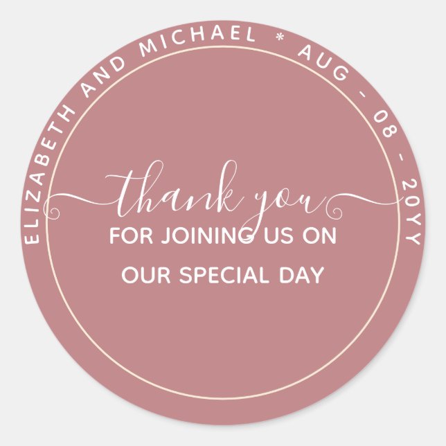 HAUSHALT Rosa Vielen Dank für Monochrome Runder Aufkleber (Vorderseite)