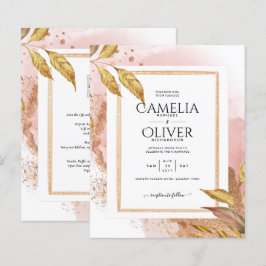 HAUSHALT Rose Gold Blätter Hochzeitsstipendium QR-