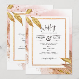 HAUSHALT Rose Gold Blätter Hochzeitsstipendium QR- Einladung