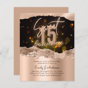 HAUSHALT Rose Gold Foil Glitzer Quinceanera 15.