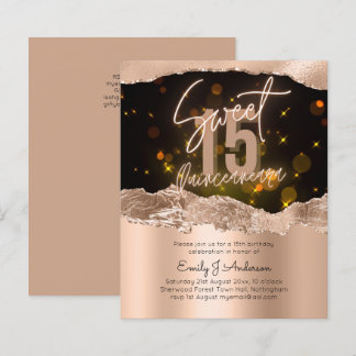 HAUSHALT Rose Gold Foil Glitzer Quinceanera 15.