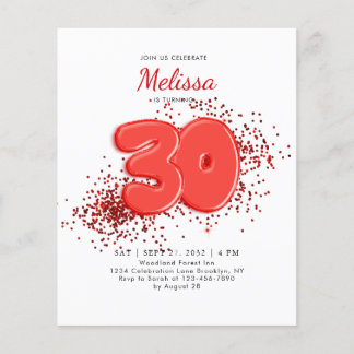 HAUSHALT Rot 30. Balloons Confetti Erwachsene Gebu