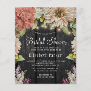 Haushalt rustikal Blumenholz Brautdusche Einladung