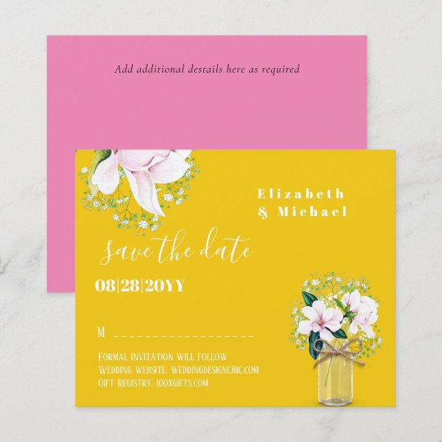 HAUSHALT Rustikal rosa Magnolias floral retten die (Vorne/Hinten)