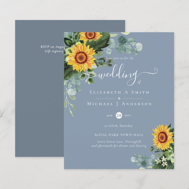 HAUSHALT Rustikale Sonnenblumen Eukalyptus-Blätter (Vorne/Hinten)