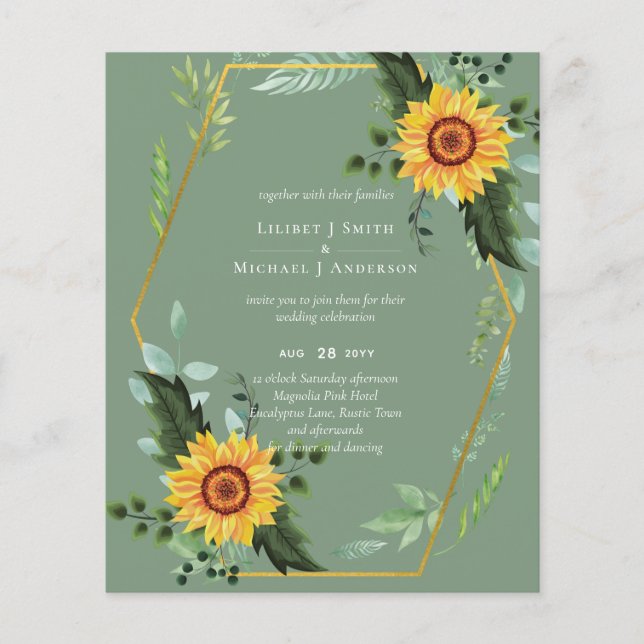 HAUSHALT Rustikale Sonnenblumen Grüne Blätter Hoch Flyer (Vorne)