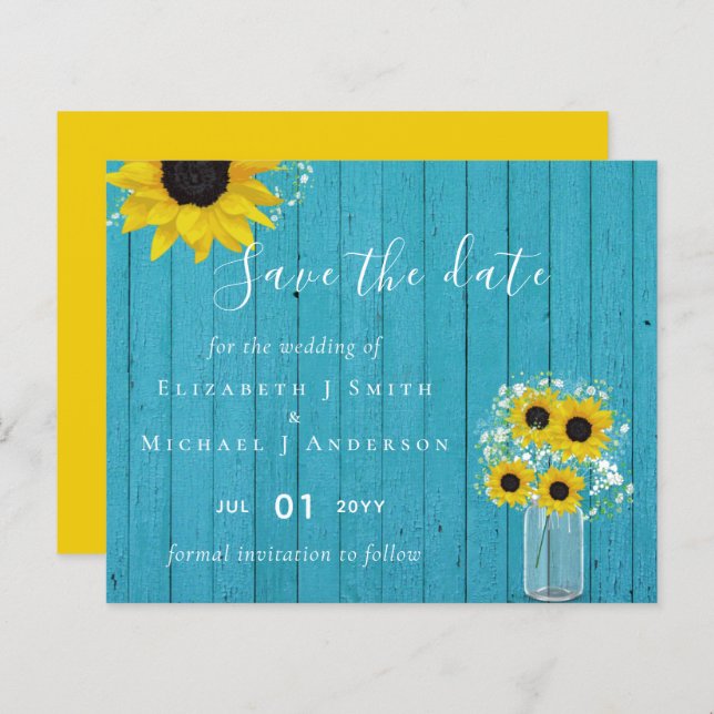 HAUSHALT Rustikale Sonnenblumen Hochzeitstag Rett (Vorne/Hinten)