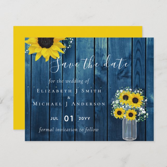 HAUSHALT Rustikale Sonnenblumen Hochzeitstag Rett (Vorne/Hinten)