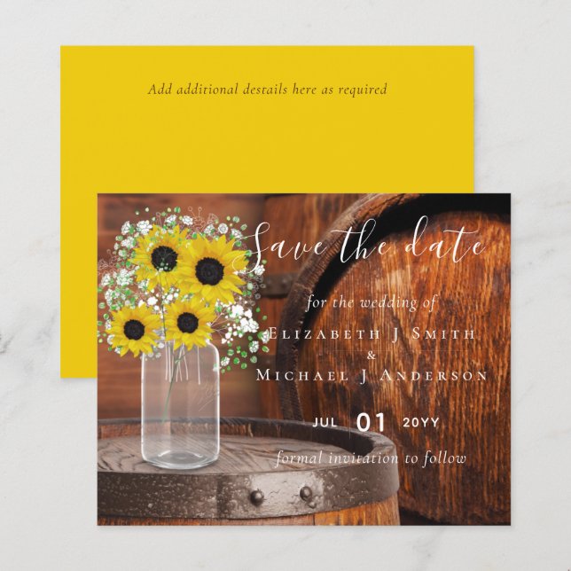 HAUSHALT Rustikale Sonnenblumen Hochzeitstag Rett (Vorne/Hinten)