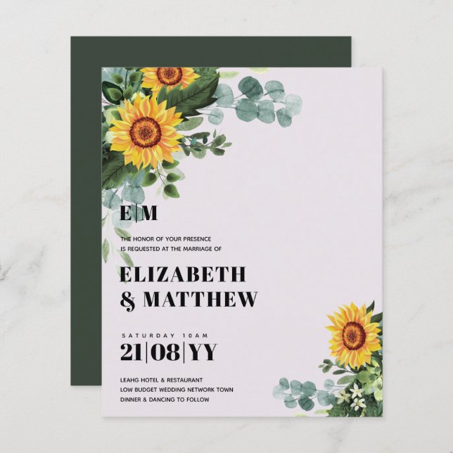 HAUSHALT Rustikale Sonnenblumen Moderne Hochzeit v (Vorne/Hinten)