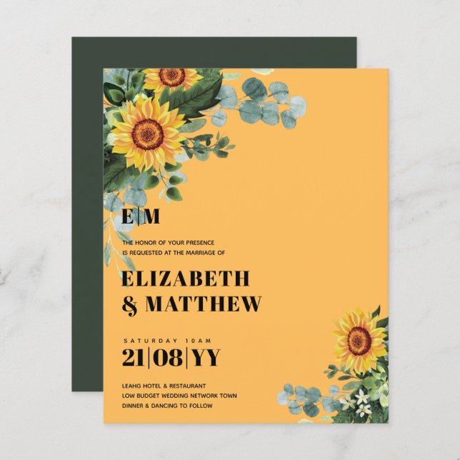 HAUSHALT Rustikale Sonnenblumen Moderne Hochzeit v (Vorne/Hinten)