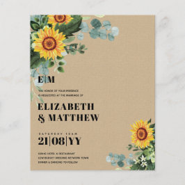 HAUSHALT Rustikale Sonnenblumen Moderne Hochzeit v Flyer