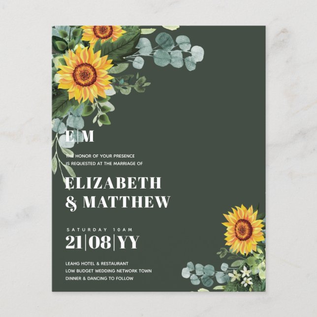 HAUSHALT Rustikale Sonnenblumen Moderne Hochzeit v Flyer (Vorne)