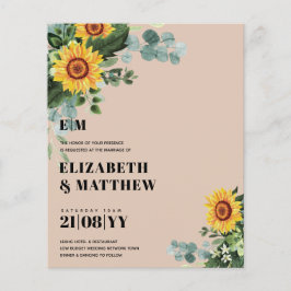HAUSHALT Rustikale Sonnenblumen Moderne Hochzeit v Flyer