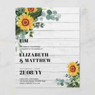 HAUSHALT Rustikale Sonnenblumen Moderne Hochzeit v Flyer