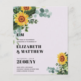 HAUSHALT Rustikale Sonnenblumen Moderne Hochzeit v Flyer