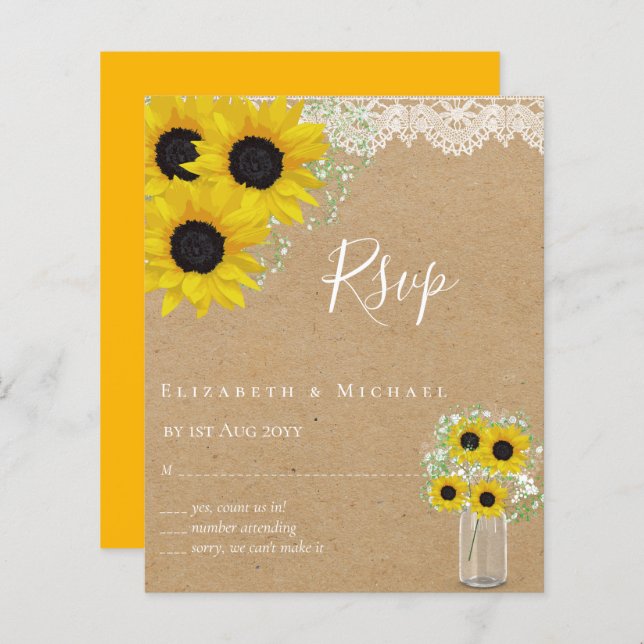 HAUSHALT Rustikale Sonnenblumen UAWG Hochzeit (Vorne/Hinten)