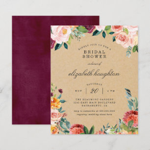 Haushalt Rustikales Burgund Blush Bloral Brautpart