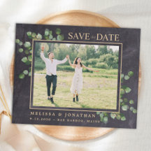 Haushalt Rustikales Eukalyptus-Foto Save the Date