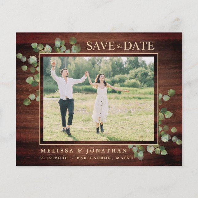 Haushalt Rustikales Eukalyptus-Foto Save the Date (Vorderseite)