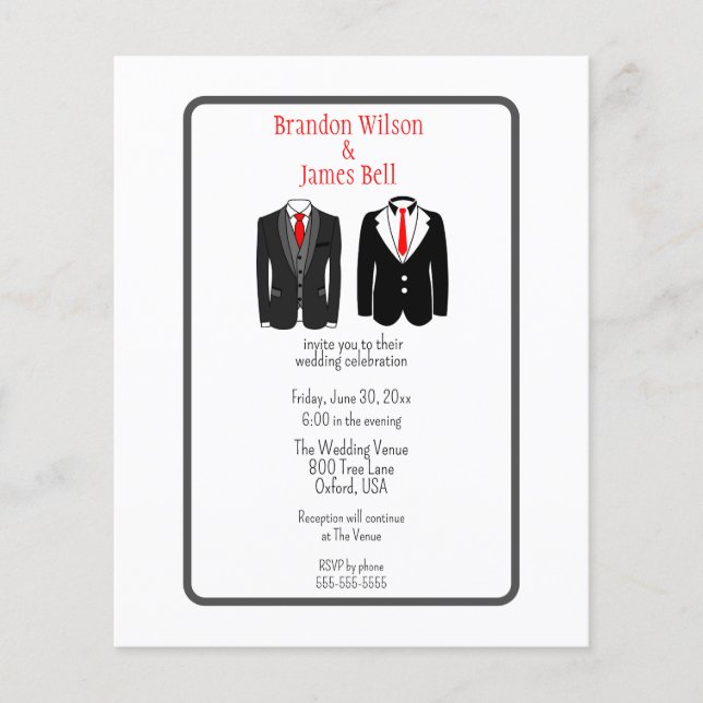HAUSHALT Schwarz und Graue Gay Couple Wedding Flyer (Vorne)