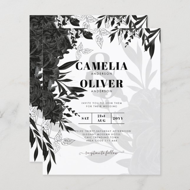 HAUSHALT Schwarze Rose Elegante White Wedding Einl (Vorne/Hinten)