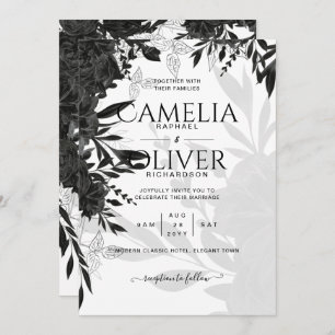 HAUSHALT Schwarze Rose Elegante White Wedding Einl Einladung