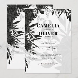 HAUSHALT Schwarze Rose Elegante White Wedding Einl Einladung